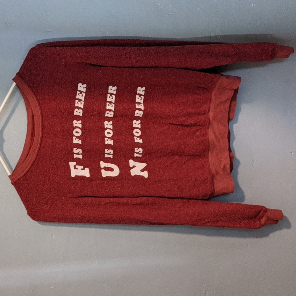 Red Wildfox FUN Is For Beer Soft Stretchy Jumper